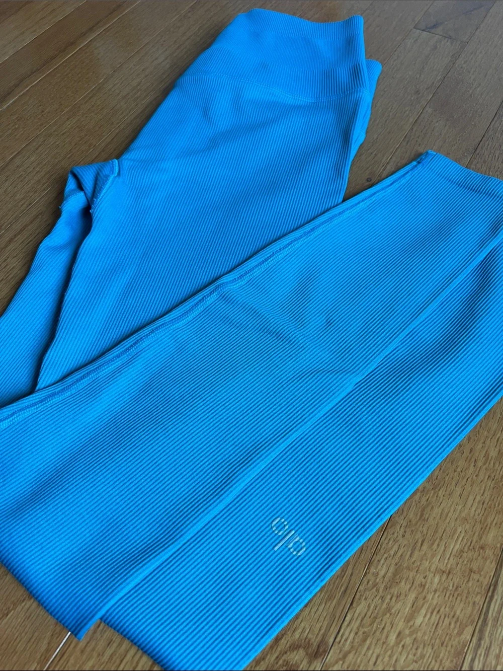 Alo Yoga high waist Seamless Ribbed leggings  Blue Splash XS